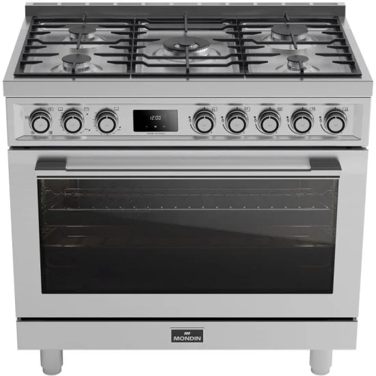 Mondin 5-burner cooker, 90x60 cm - Silver